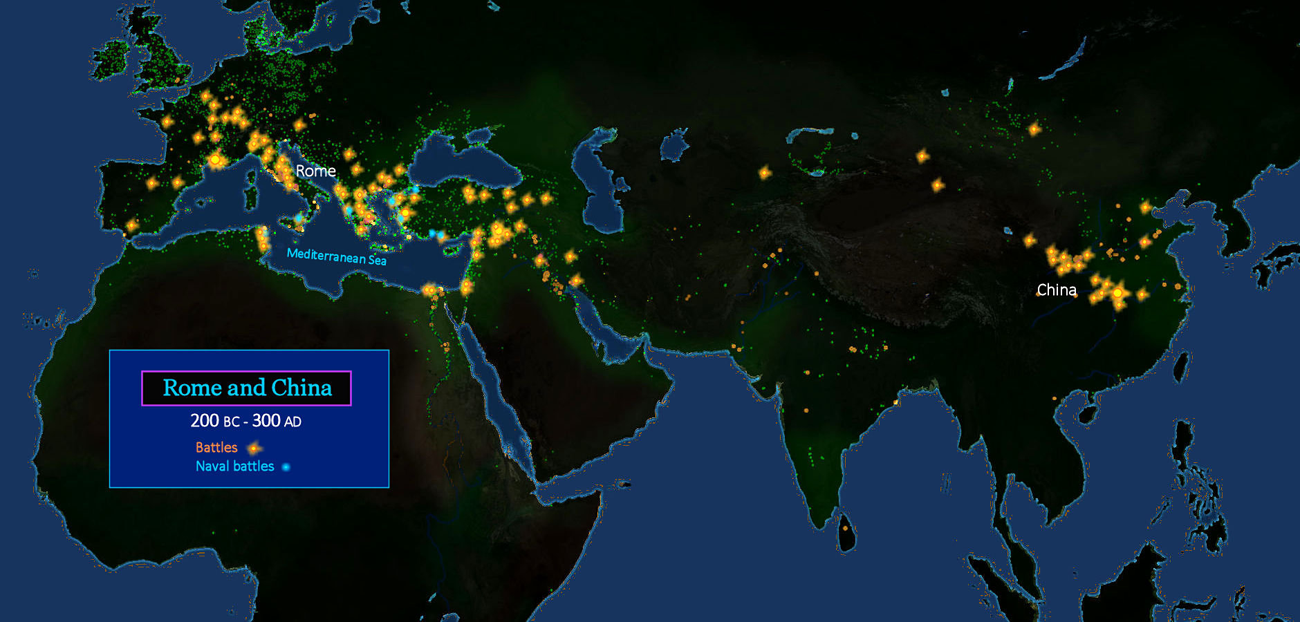 Roman, Han Dynasty wars, 300 AD map 